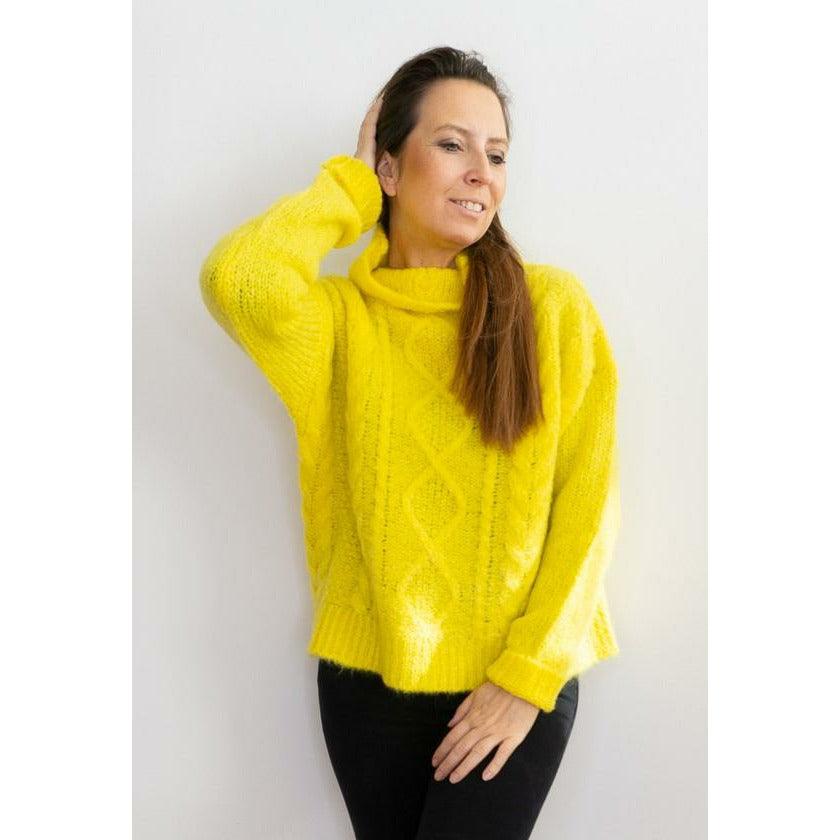 Pullover Zopfmuster gelb